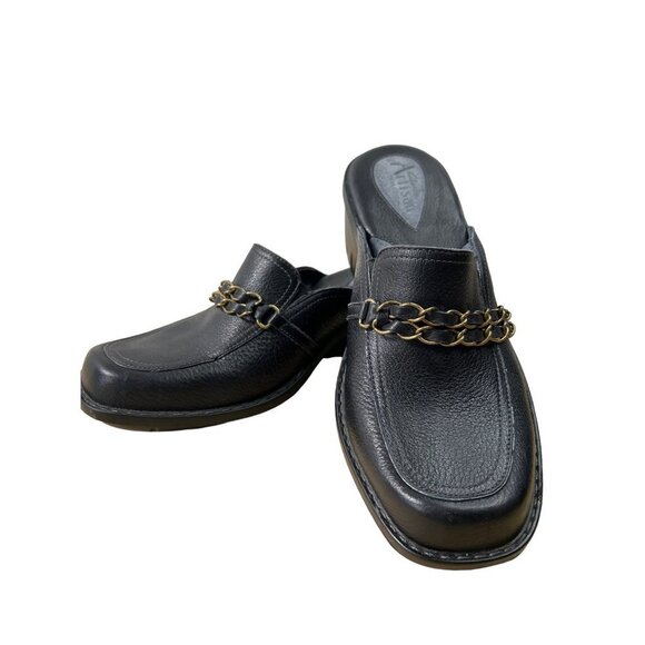 Clarks Shoes - Clarks Artisan Women's Clogs Mules Size 7M Black Wedge Leather with Chain accent